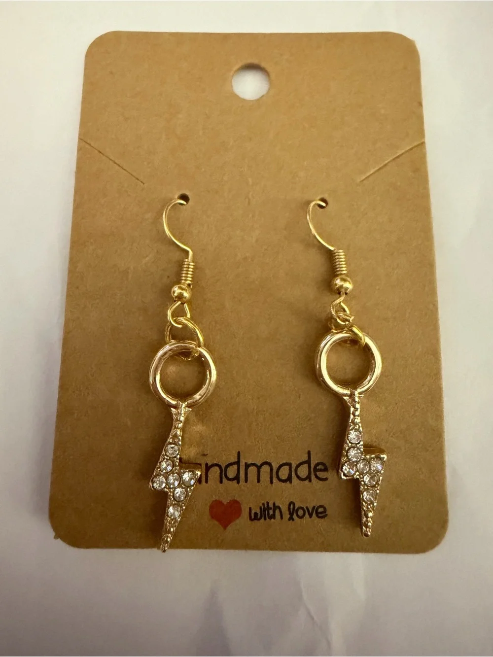Gold Lightning Bolt Dangle Earrings